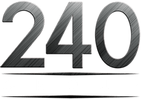 240 Group Logo in silver and white.